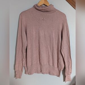 H&M Basics Turtleneck Tight Knit Relaxed‎ Sweater in Soft Pink